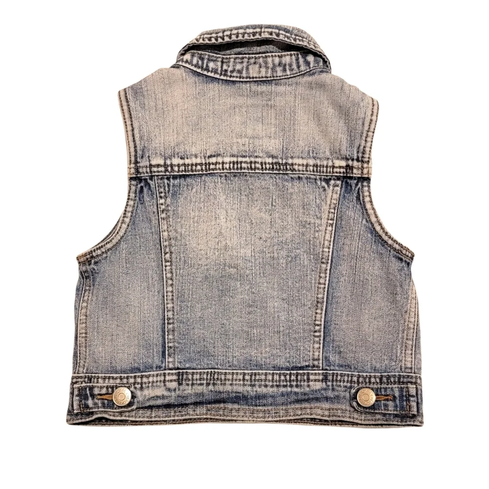 CHEROKEE Blue Jean Vest Jacket button fly front closure Size 6/6x